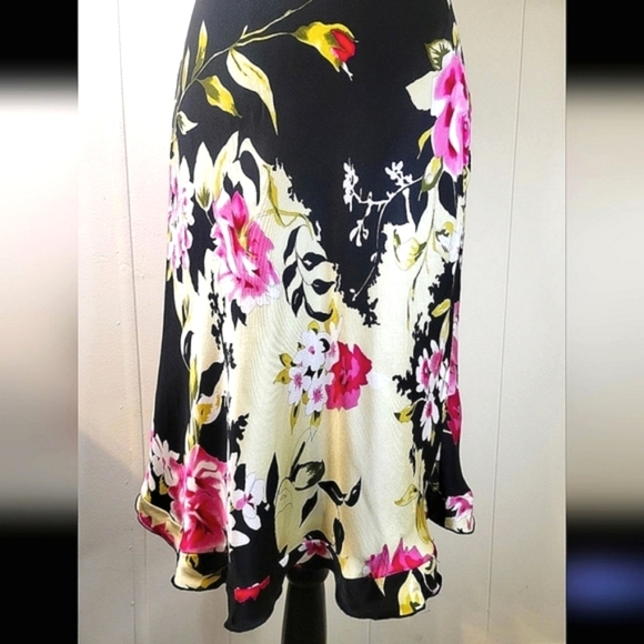 Mary L Couture Y2K Black Floral 100% Silk Gown Size 6 - Picture 3 of 7